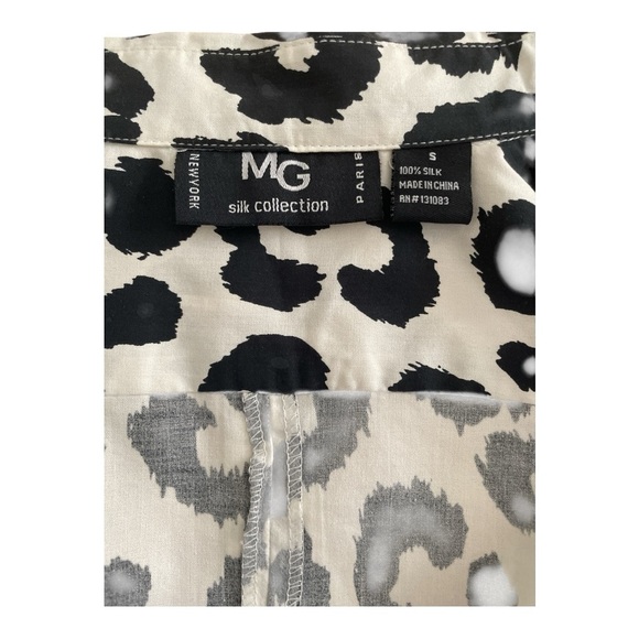 MG Silk Collection 100% Silk Leopard Print Blouse - Picture 3 of 4
